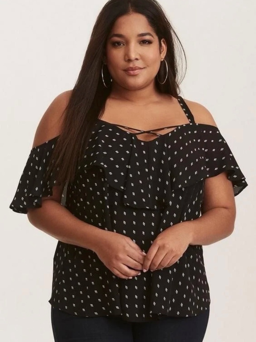 NWT Torrid Off The Shoulders Georgette Blouse Size 0 - Large Flowy Charming G1